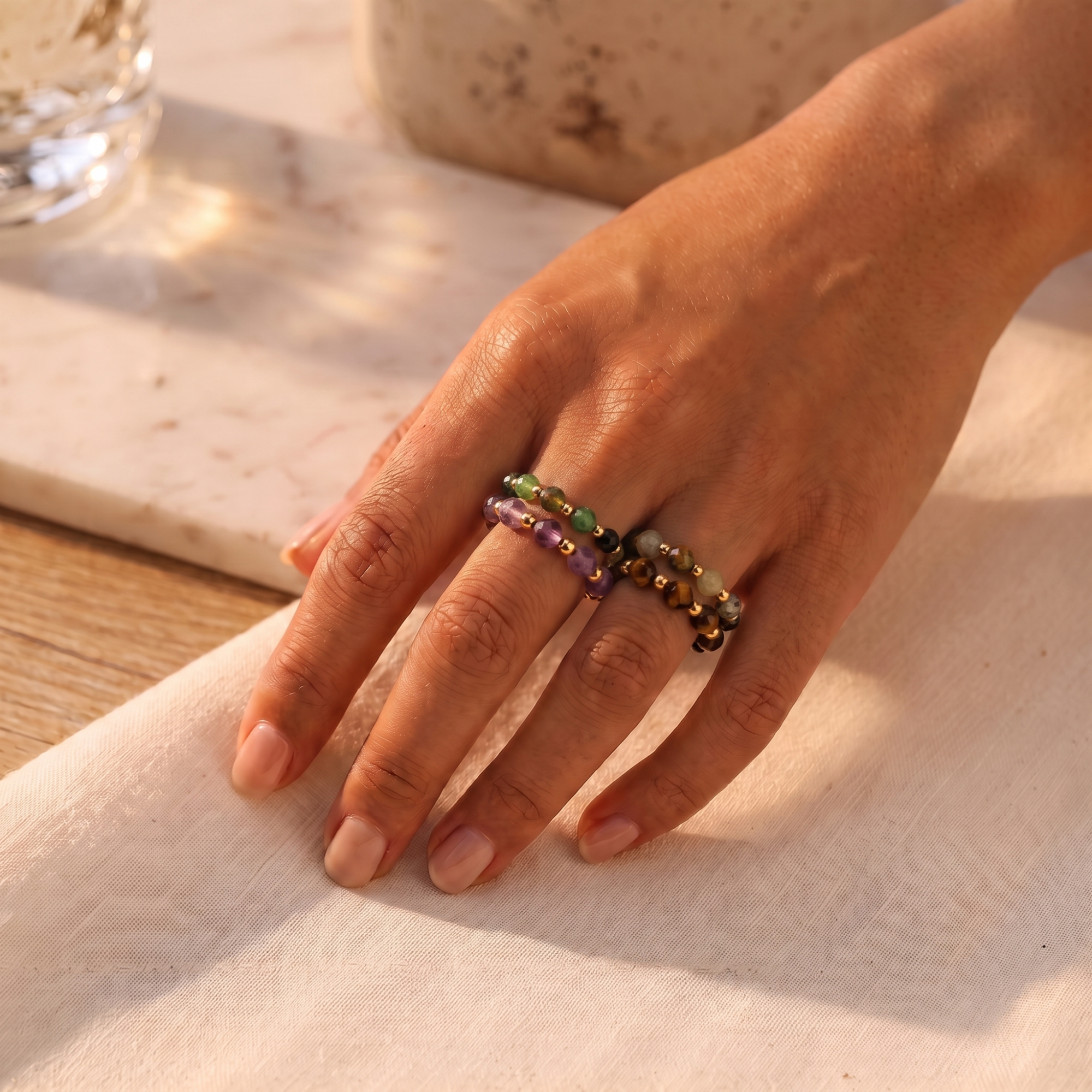 Indian Agate Aura Ring