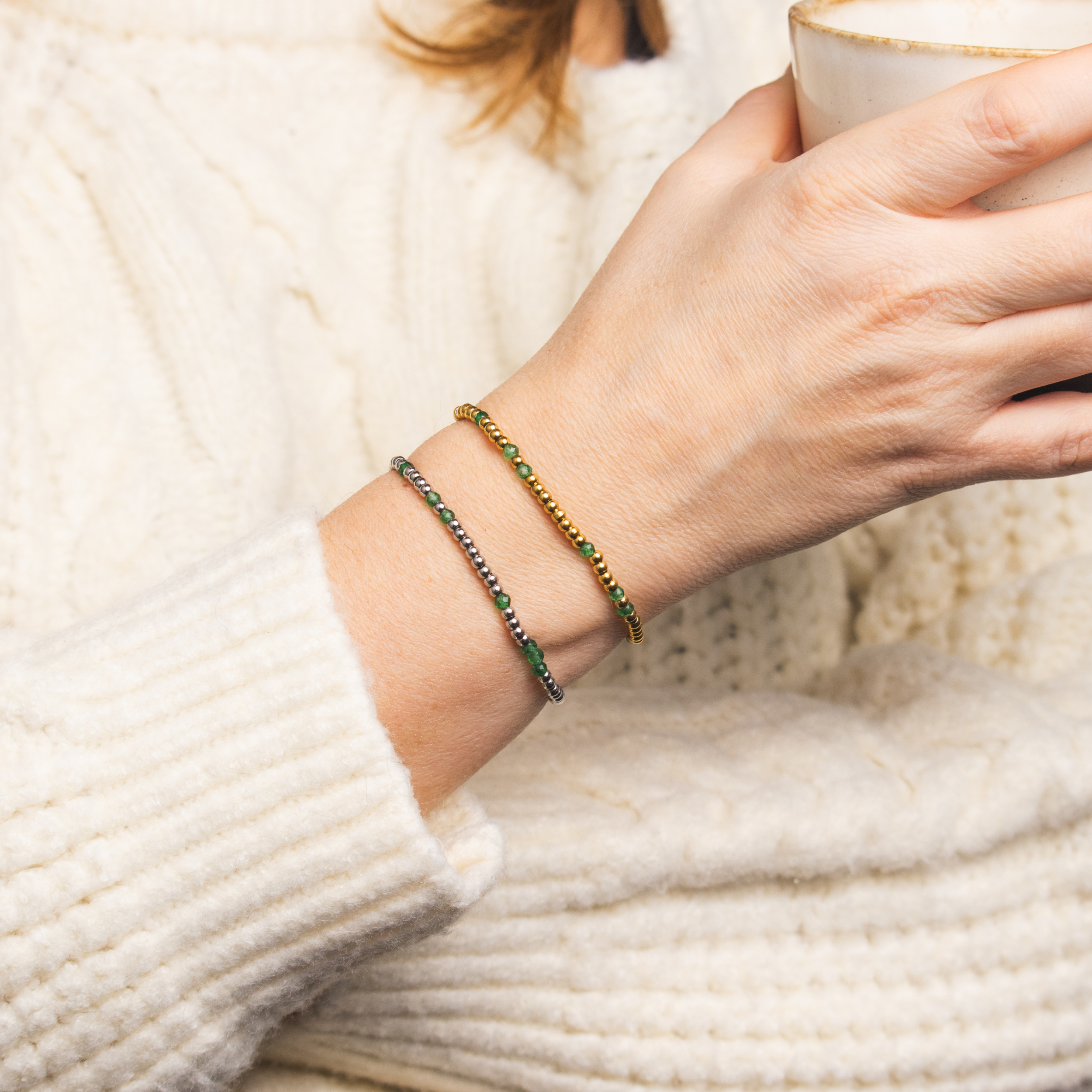 Green Jade Stretch Bracelet