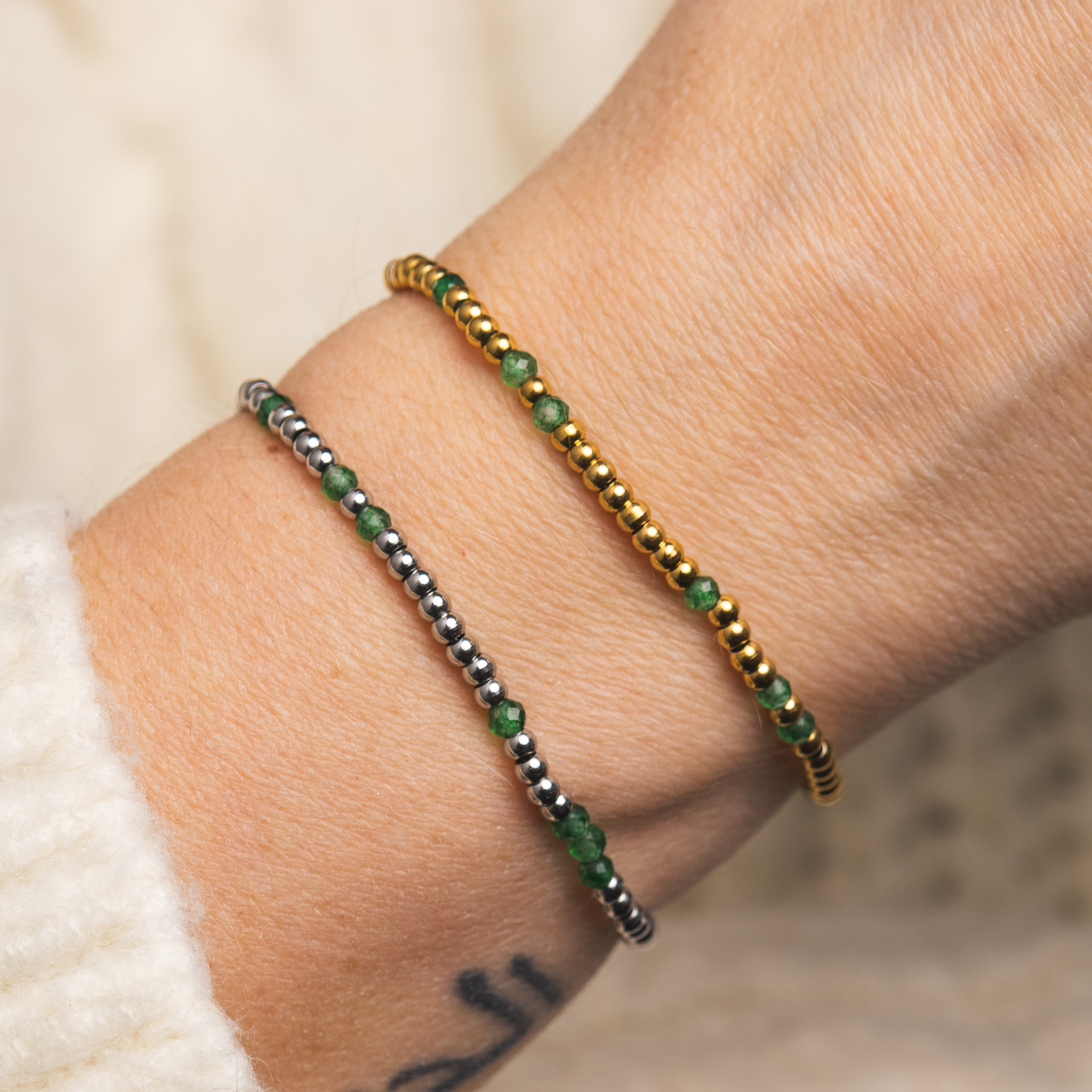 Green Jade Stretch Bracelet