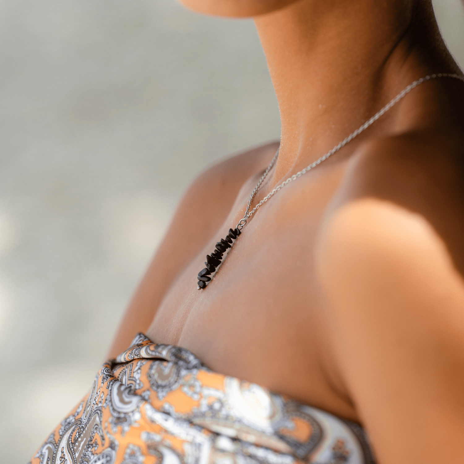 Black Tourmaline Chip Necklace