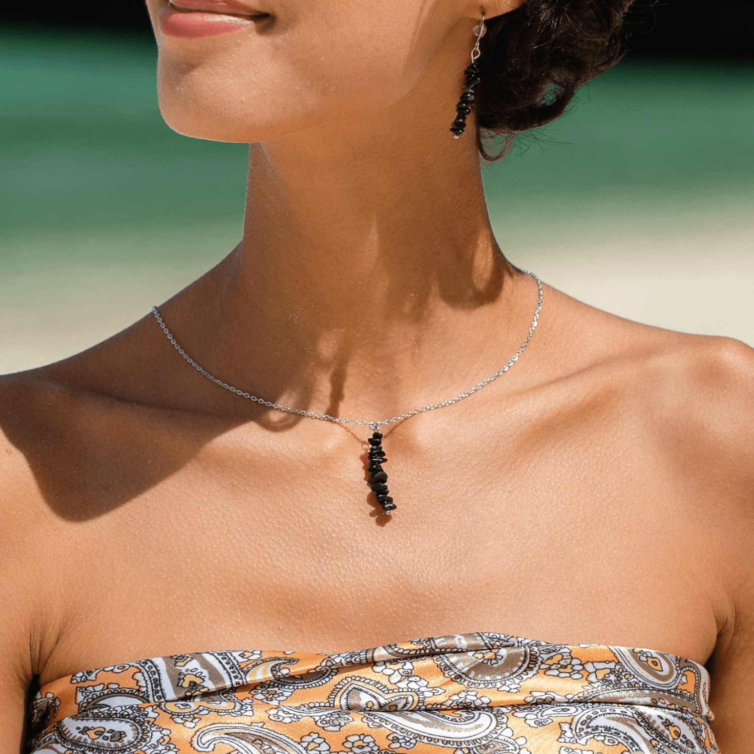 Black Tourmaline Chip Necklace