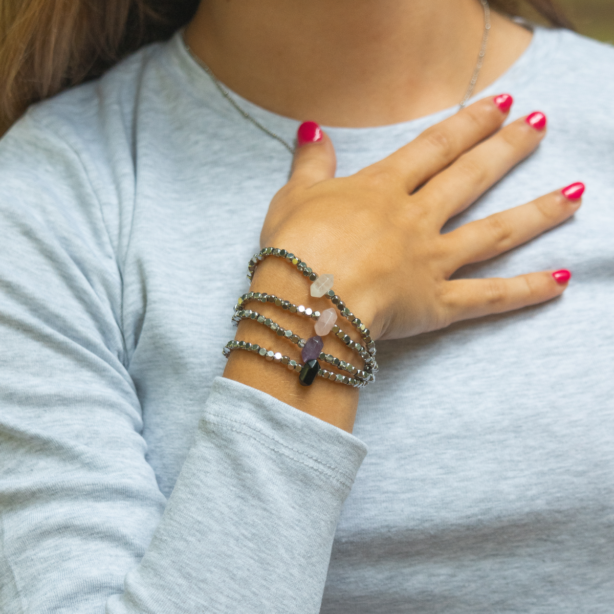 Rose Quartz Hex Bracelet