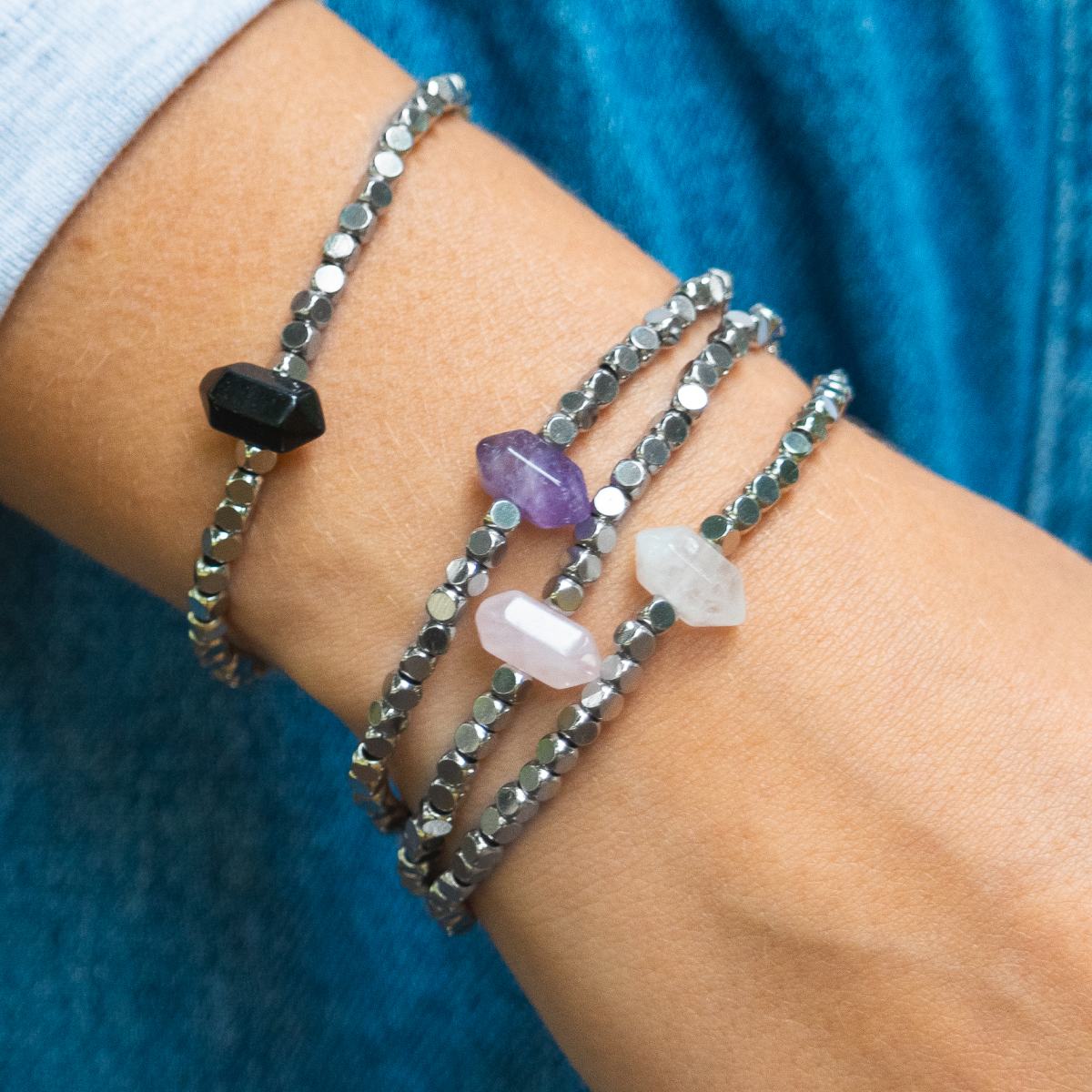Rose Quartz Hex Bracelet