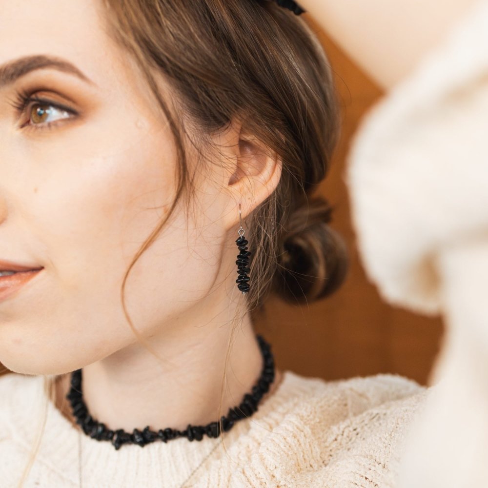Black Tourmaline Chip Earrings - ISLA IDA™