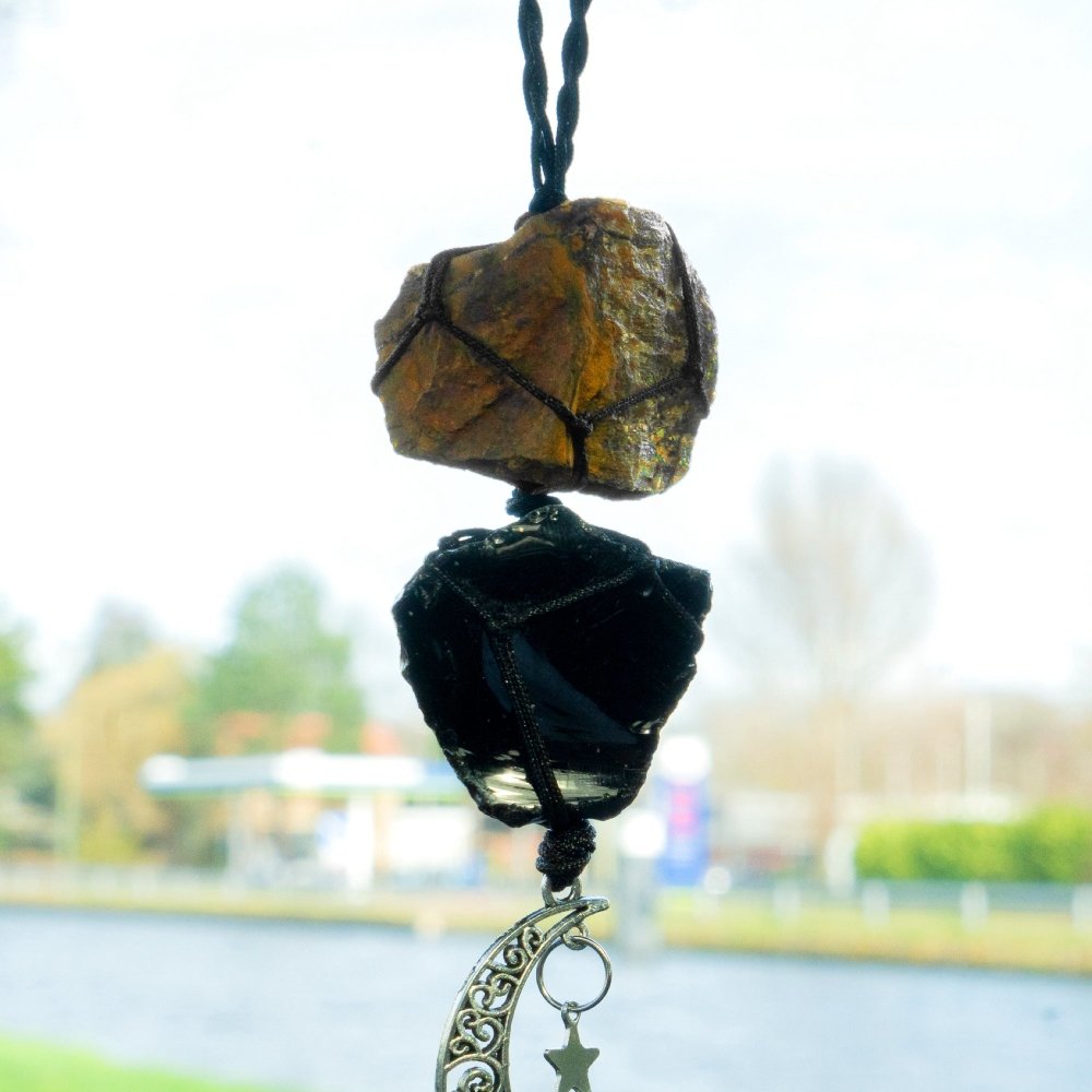 Tigers Eye & Obsidian Car Charm - ISLA IDA™