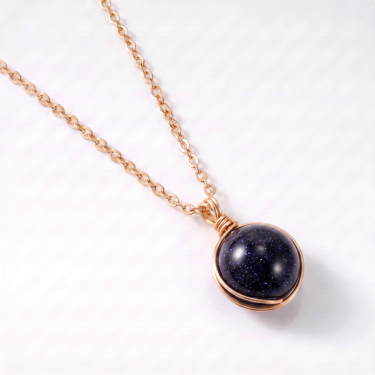 Blue Goldstone Orb Necklace
