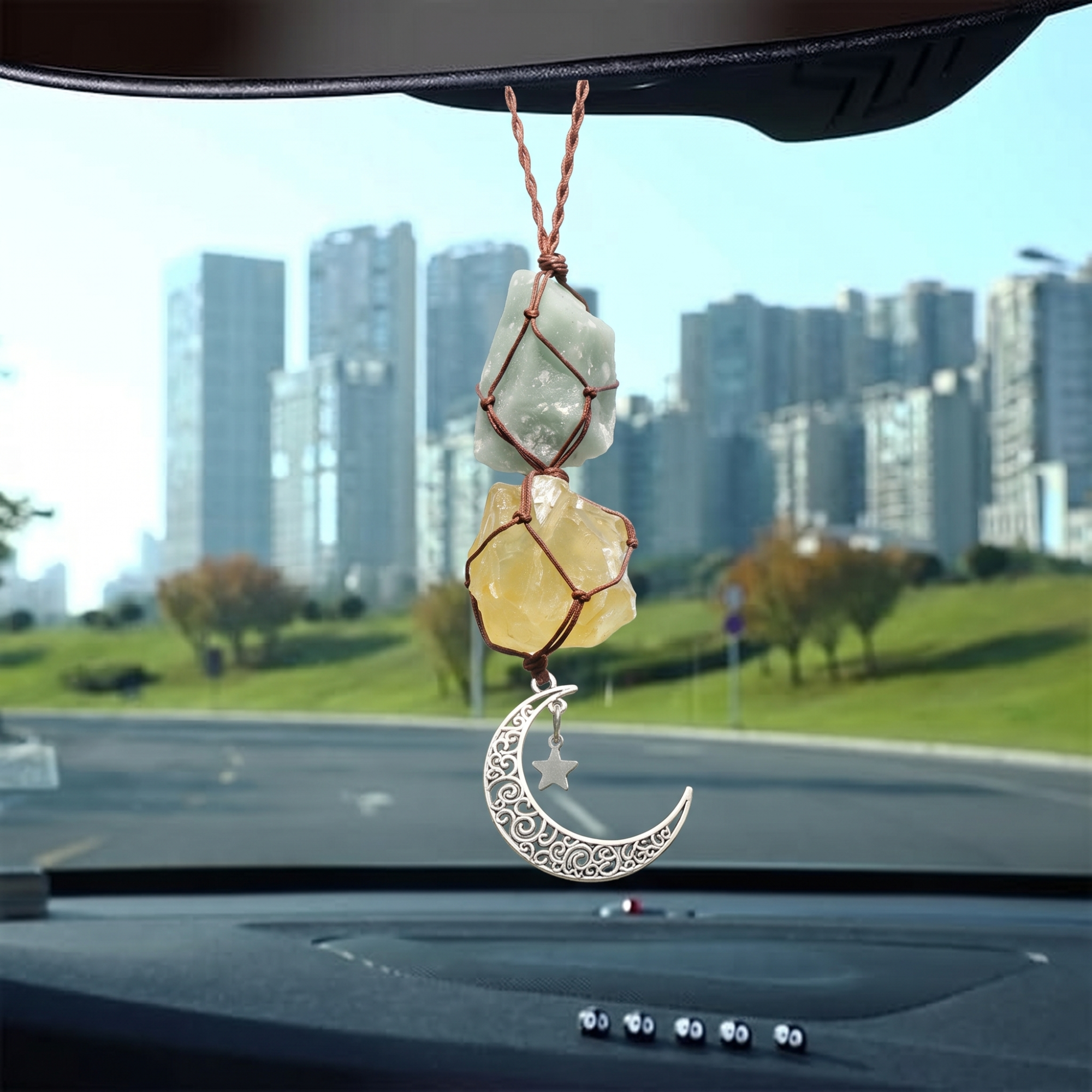 Amazonite &amp; Citrine Car Charm