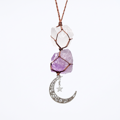Amethyst &amp; Quartz Car Charm