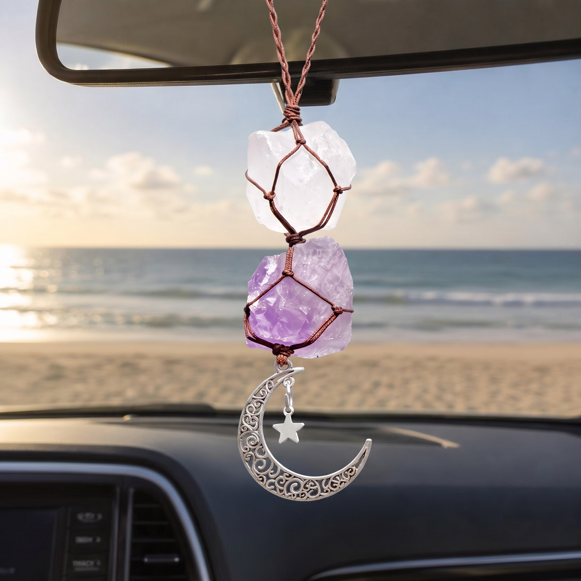 Amethyst &amp; Quartz Car Charm
