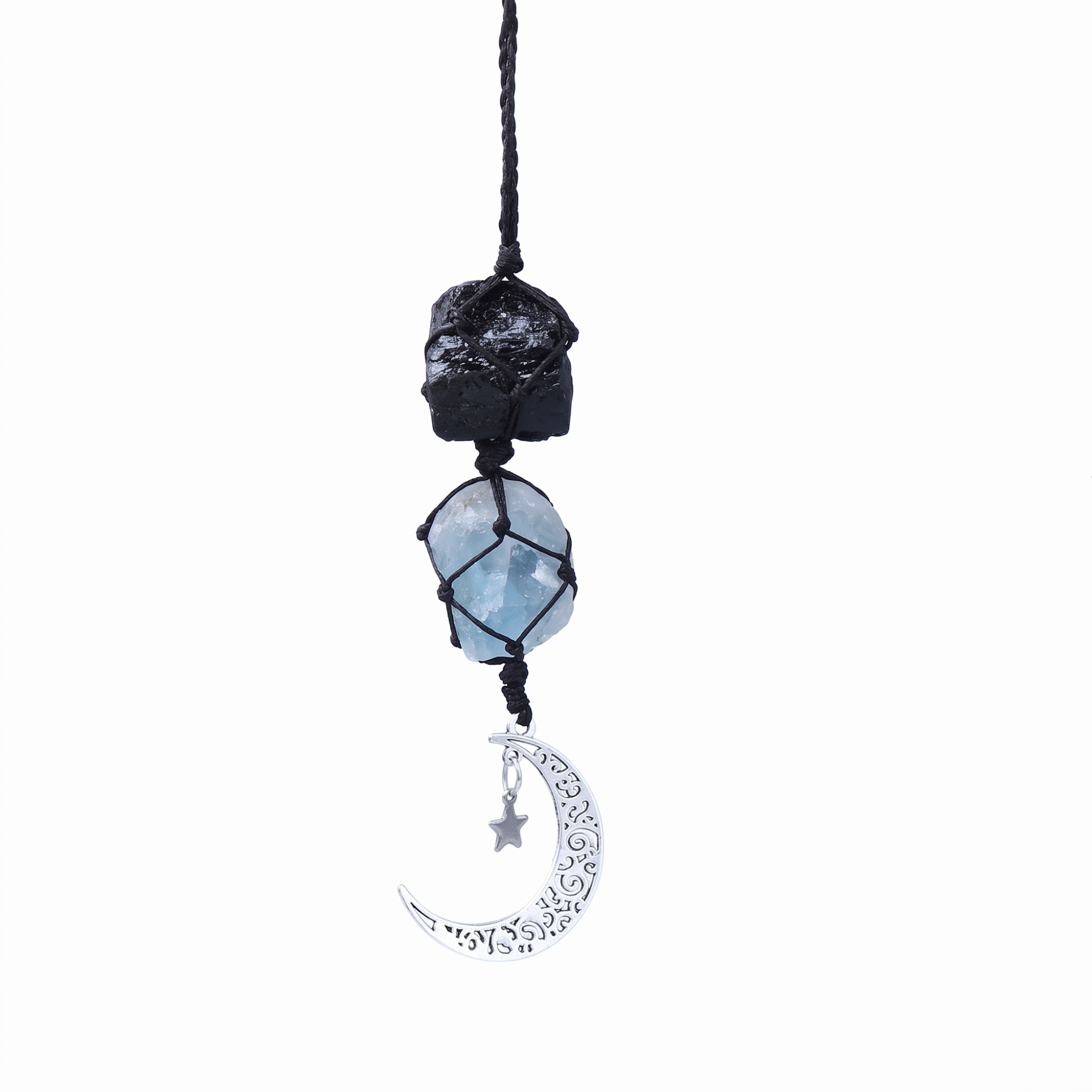 Black Tourmaline &amp; Kyanite Car Charm