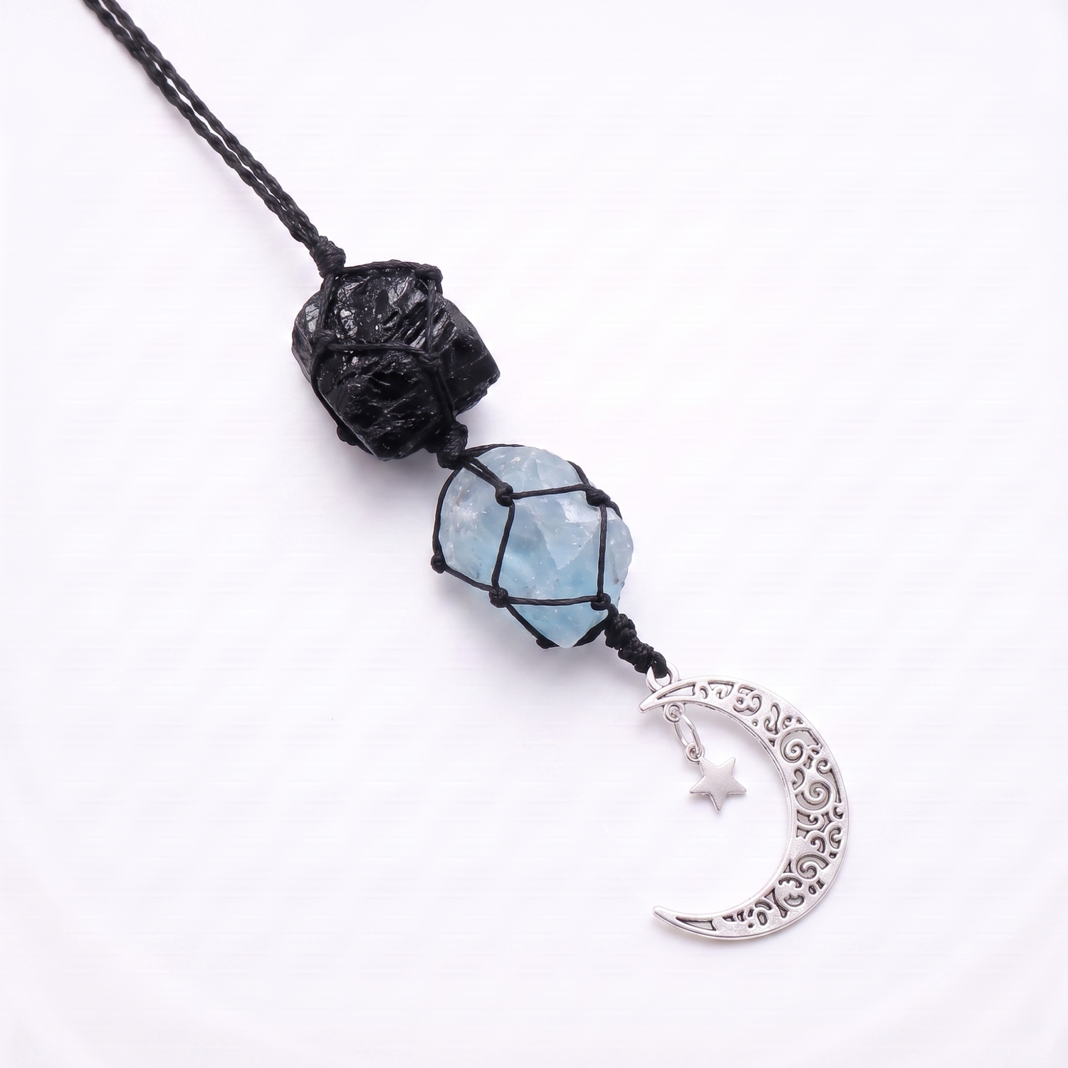 Black Tourmaline &amp; Kyanite Car Charm