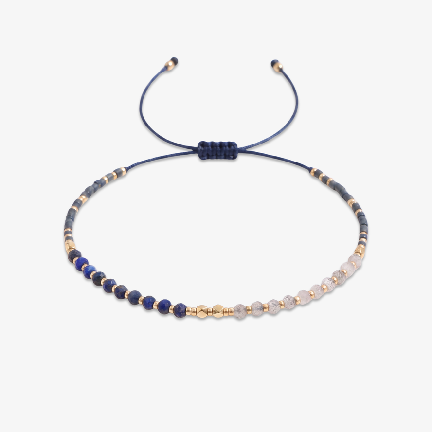 Lapis Lazuli & Quartz Beaded Bracelet
