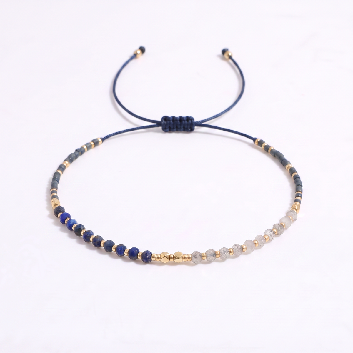 Lapis Lazuli & Quartz Beaded Bracelet