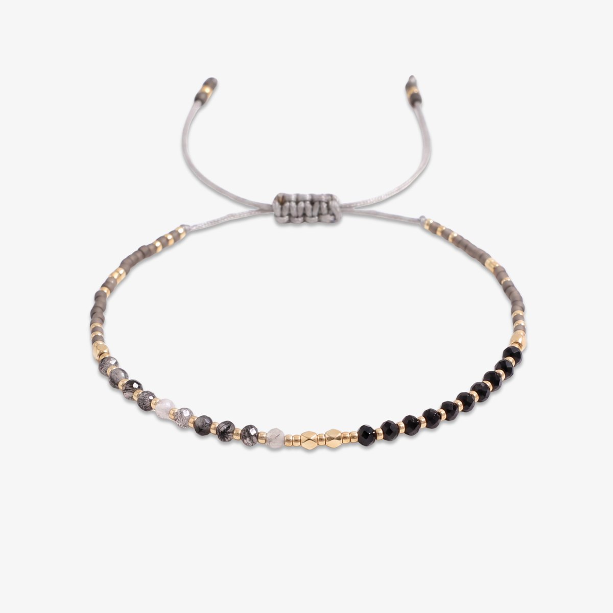 Onyx & Labradorite Beaded Bracelet