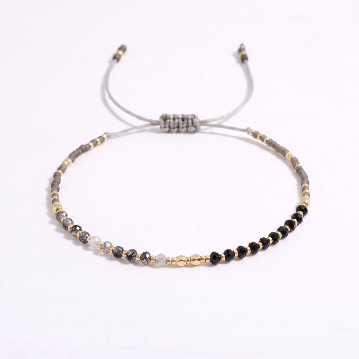Onyx & Labradorite Beaded Bracelet