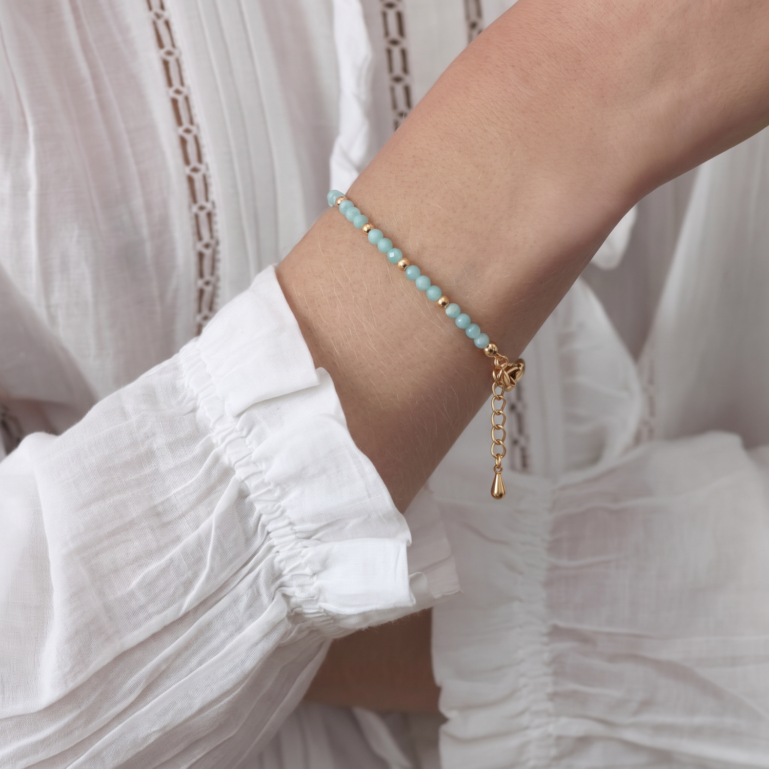 Aquamarine Beaded Bracelet