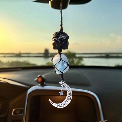 Black Tourmaline &amp; Kyanite Car Charm