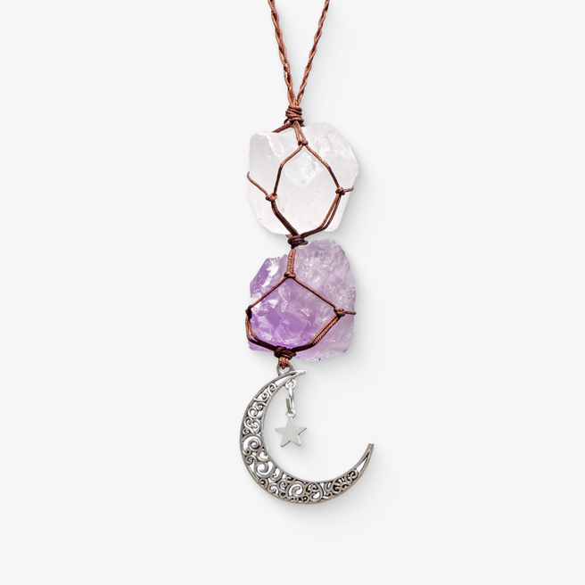 Amethyst & Quartz Car Charm