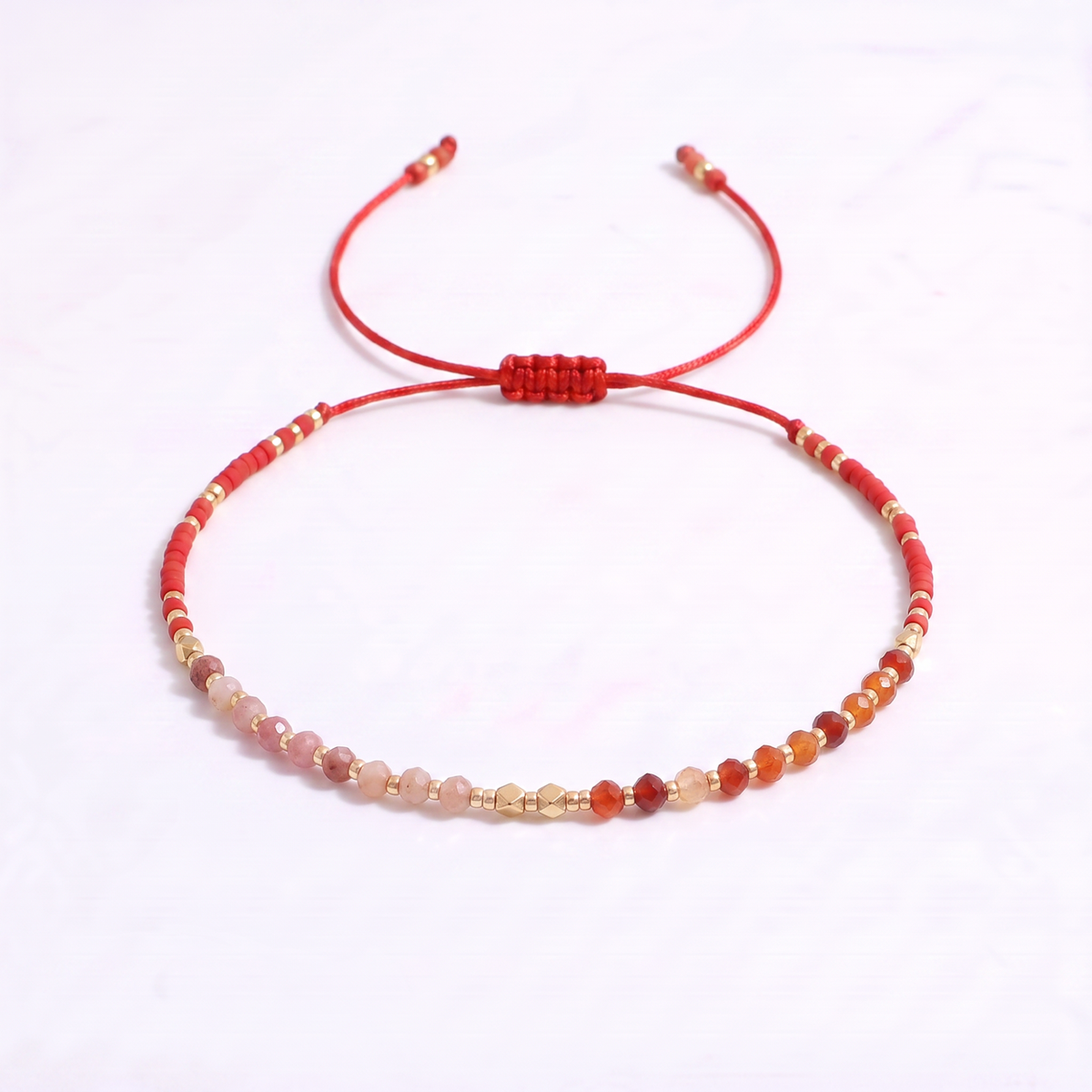 Carnelian & Sunstone Beaded Bracelet