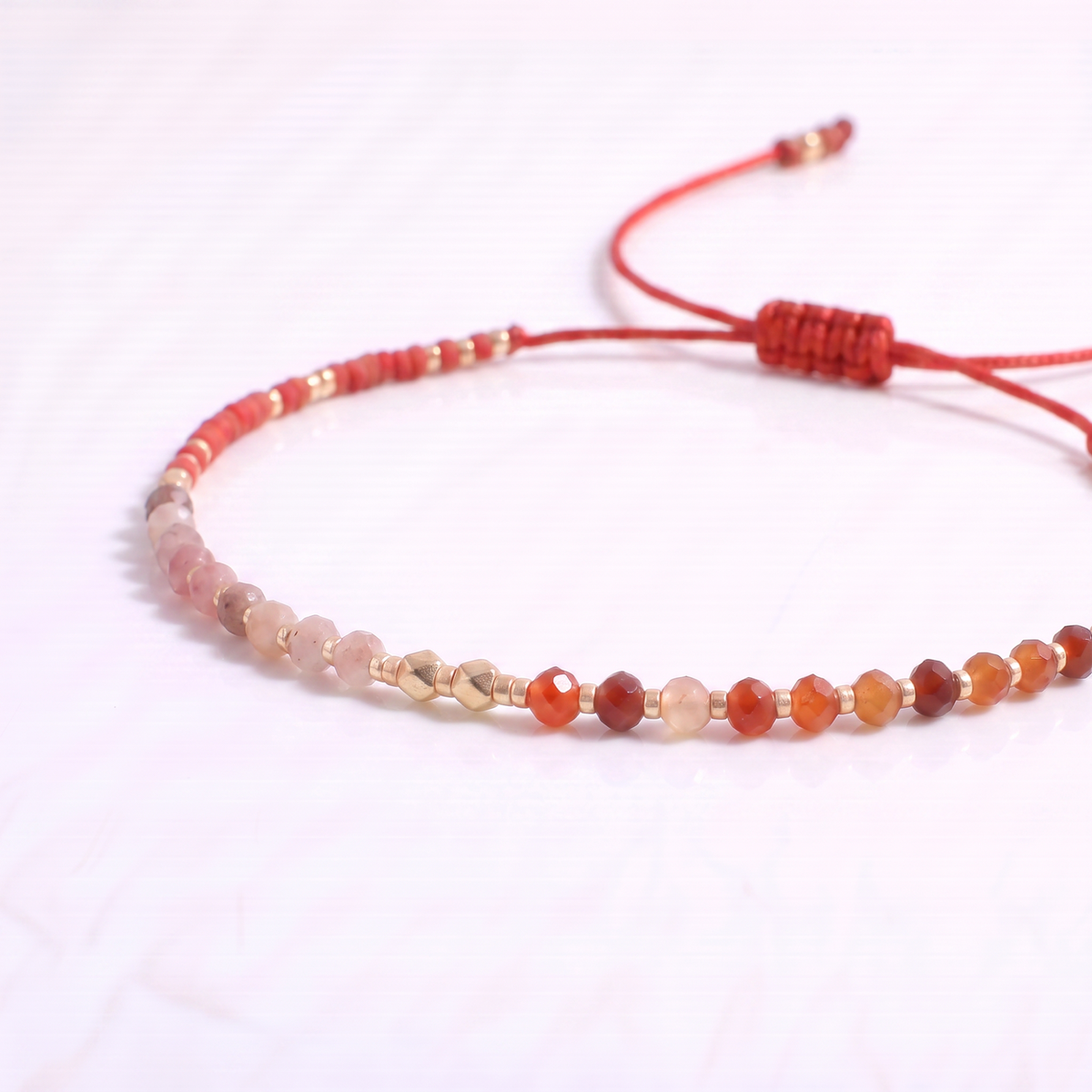 Carnelian & Sunstone Beaded Bracelet