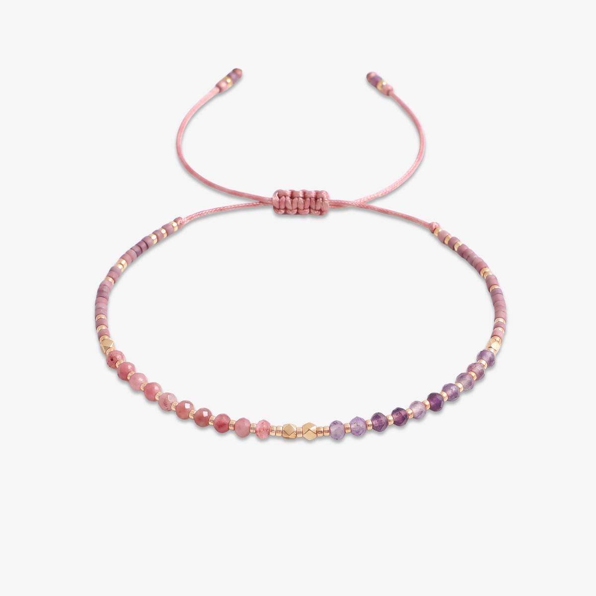 Amethyst & Rhodonite Beaded Bracelet