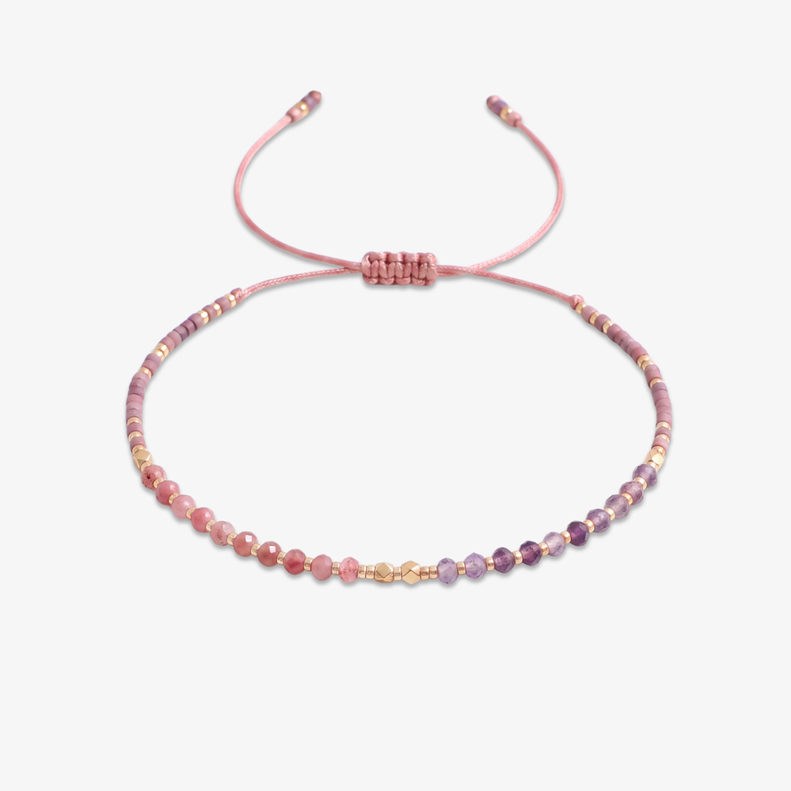 Amethyst & Rhodonite Beaded Bracelet