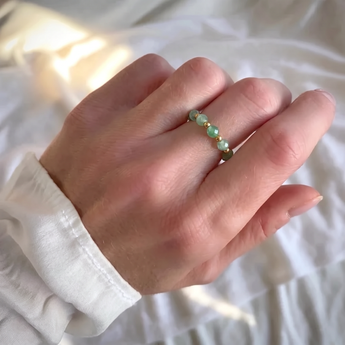 Green Quartz Aura Ring