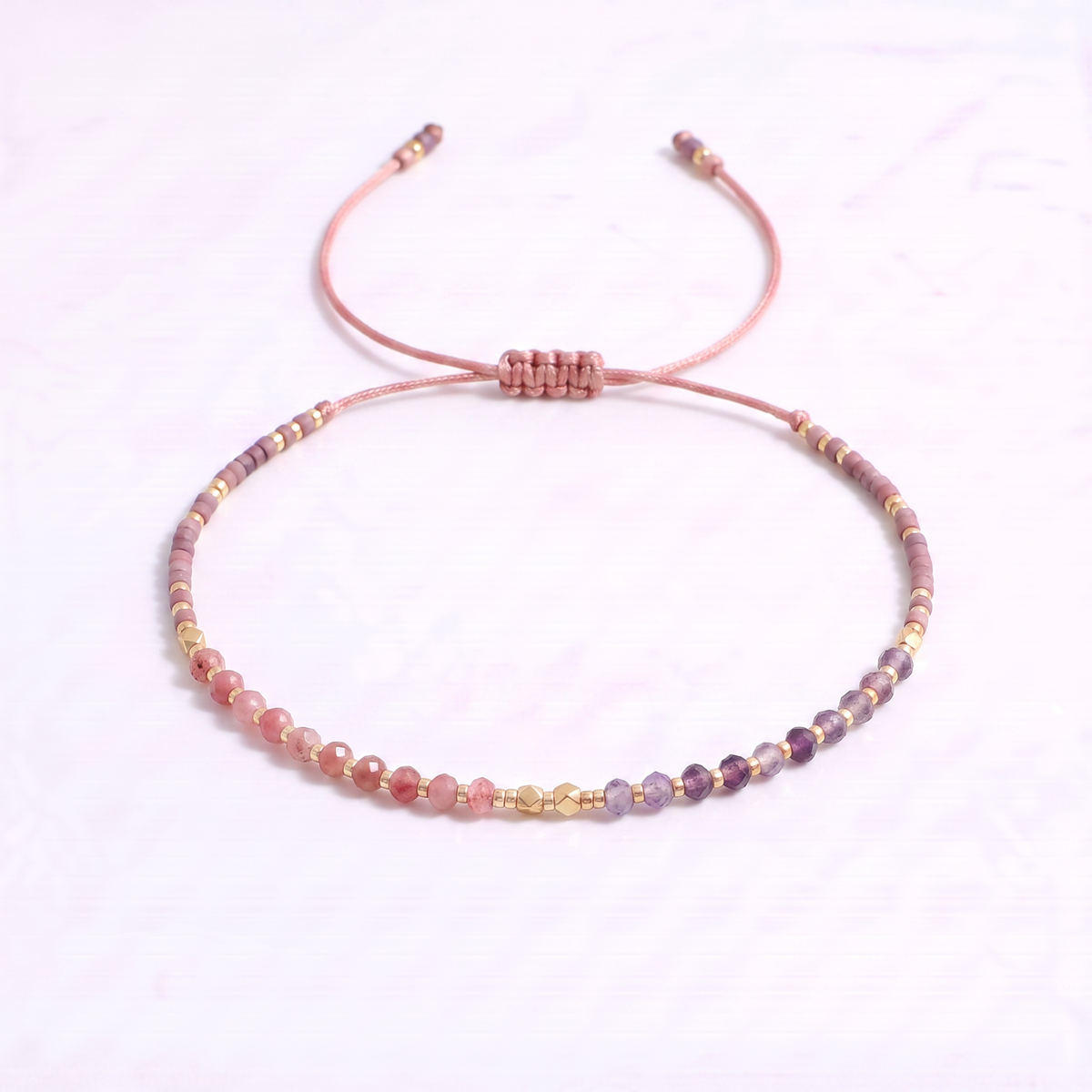 Amethyst & Rhodonite Beaded Bracelet