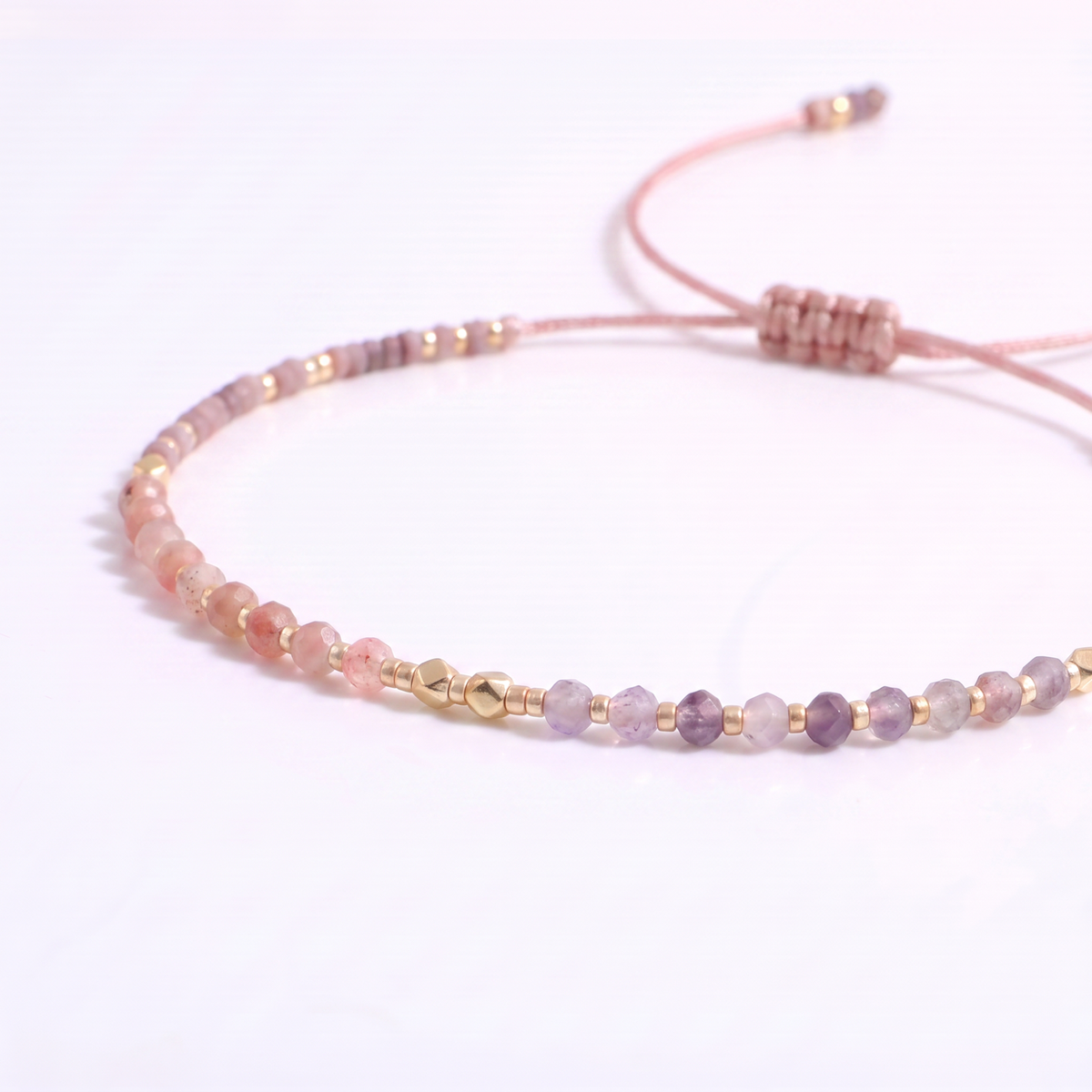 Amethyst & Rhodonite Beaded Bracelet