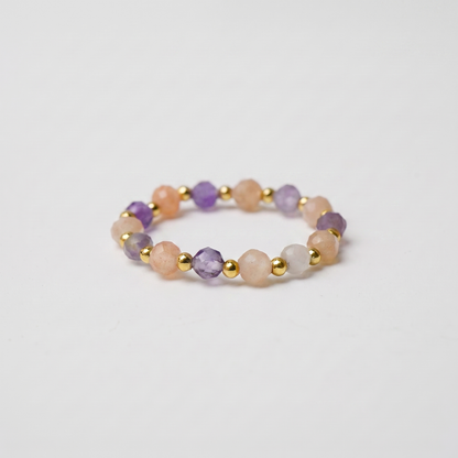 Sunstone &amp; Amethyst Aura Ring