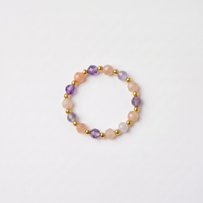 Sunstone &amp; Amethyst Aura Ring