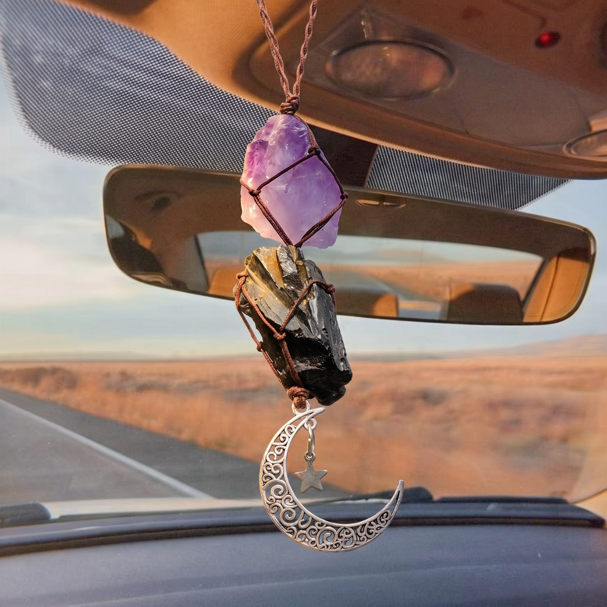 Amethyst &amp; Tiger Eye Car Charm