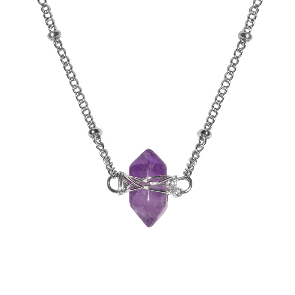 Therapeutic amethyst clearance necklace