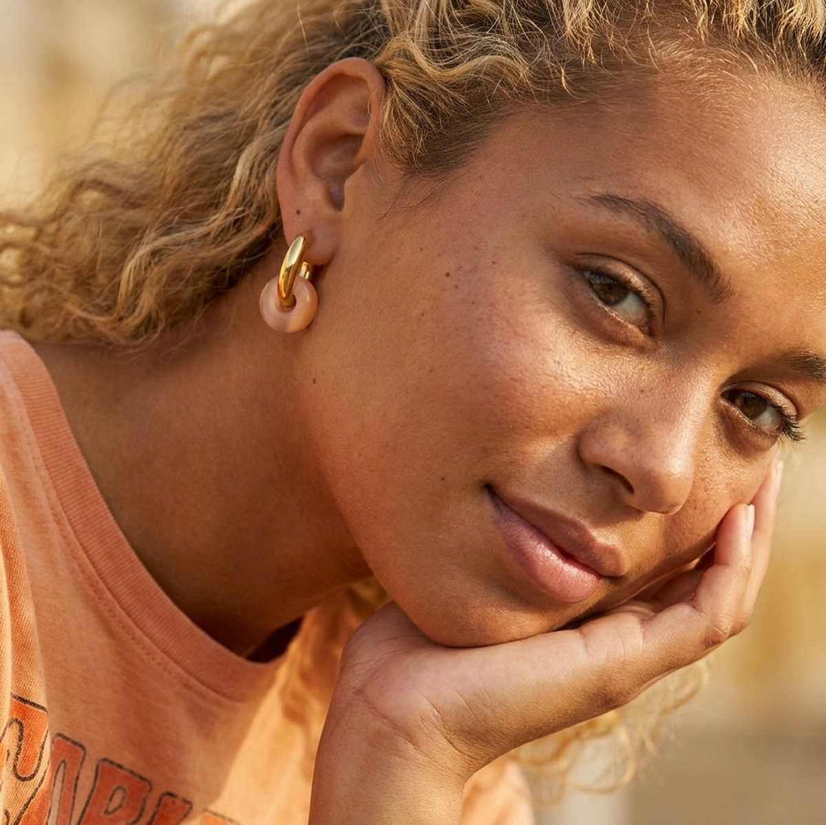 Peach Moonstone Earrings