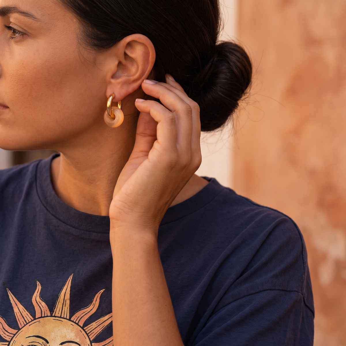 Peach Moonstone Earrings