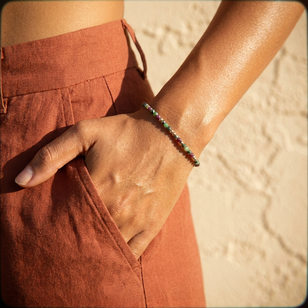 Ruby Zoisite Beaded Bracelet