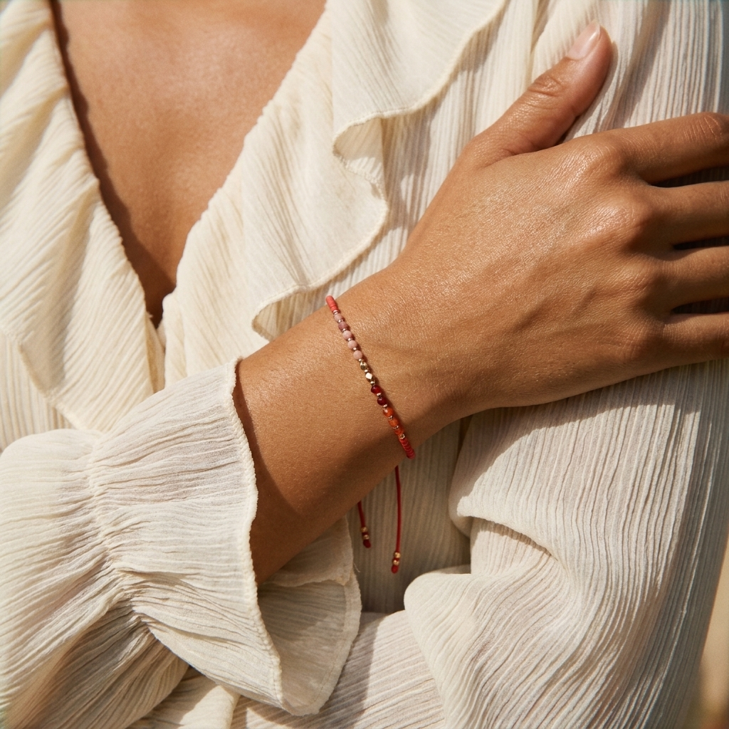 Carnelian & Sunstone Beaded Bracelet