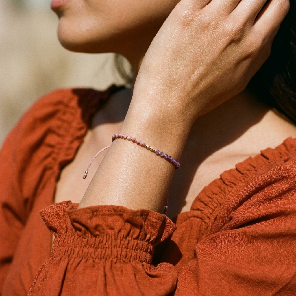 Amethyst & Rhodonite Beaded Bracelet