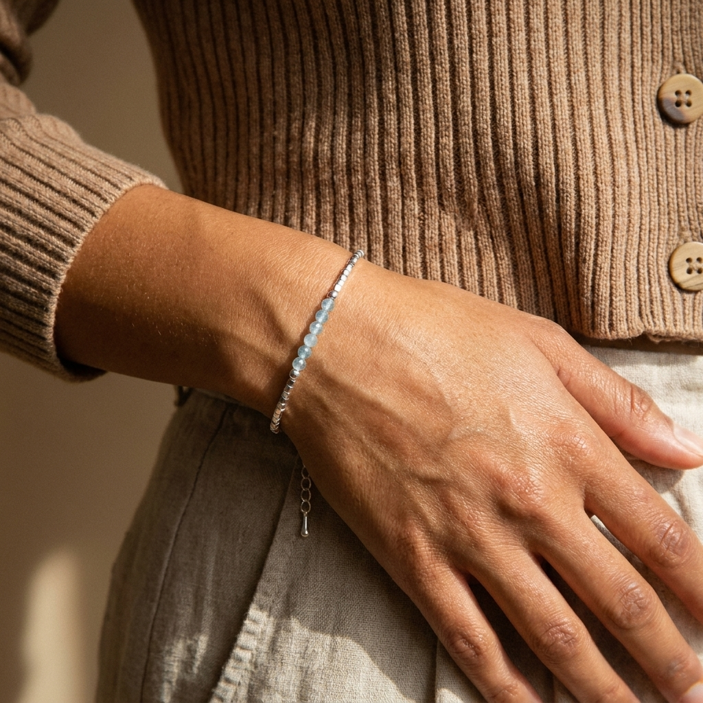 Silver Sky & Aquamarine Bracelet