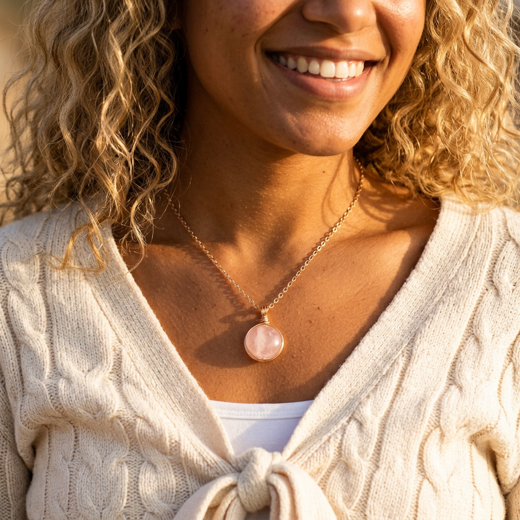 Rose Quartz Orb Necklace