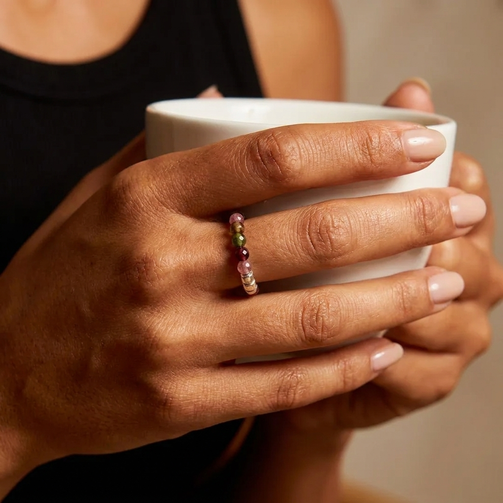 Rainbow Tourmaline Aura Ring