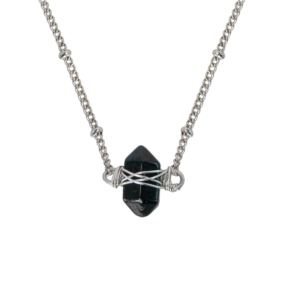 Black healing online stone necklace