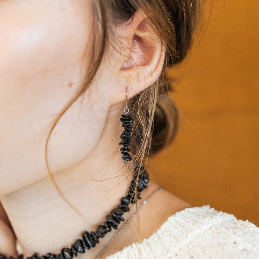Black Tourmaline Chip Earrings - ISLA IDA™