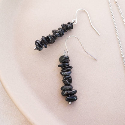 Black Tourmaline Chip Earrings - ISLA IDA™