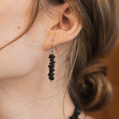 Black Tourmaline Chip Earrings - ISLA IDA™