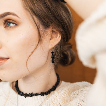 Black Tourmaline Chip Earrings - ISLA IDA™